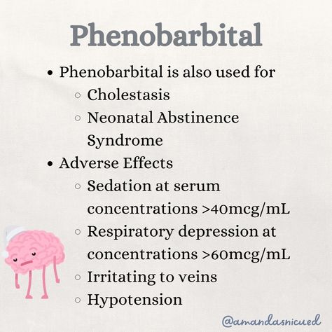 💡 Phenobarbital 💊 Phenobarbital, a long-acting barbiturate, taps into GABA-A receptors, taming neuronal excitability and curbing seizures. We start with a 20 mg/kg IV loading dose, followed by maintenance doses, tailored to individual needs. M Monitoring serum concentrations is crucial, aiming for the therapeutic concentrations of 15-40 mcg/mL, while being mindful of potential adverse effects. ⚠️ In the delicate balance of benefits and risks, Phenobarbital continues to play a pivotal rol... Neonatal Abstinence Syndrome, Being Mindful, To Play, Acting, Serum, Benefits, Mindfulness, Education, Quick Saves