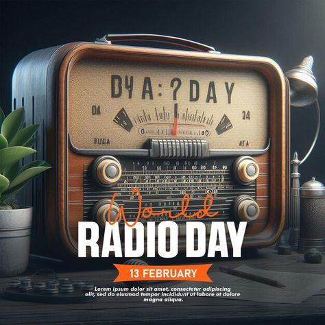 Psd world radio day instagram post desig... | Premium Psd #Freepik #psd Radio Poster Design, World Radio Day, Poster Social Media, Instagram Post Design, World Radio, Radio Vintage, Retro Radio, Inspiration Painting, Portable Radio