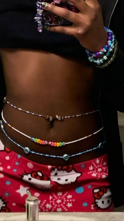 Belly Bracelets, Waste Beads, Chains Aesthetic, Waist Jewelry, Hippie Aesthetic, Hippie Culture, Indie Jewelry, Belly Jewelry, Black Femininity