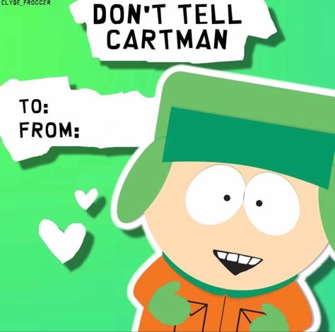 Kyle Broflovski Kinnie Bingo, South Park Cards, South Park Valentines Cards, South Park Valentines, South Park Kinnie Bingo, Kyle And Kenny, Kyle Broflovski Fanart, Butters South Park, Funny Valentines Cards