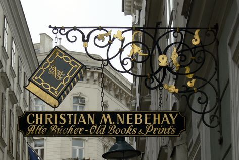 Old Books and Prints- Christian M. Nebehay, Vienna, Austria Bookstore Sign, Book Cottage, Literary Travel, Bookstore Cafe, Store Sign, Book Stores, Book Logo, Little Library, Book Shop