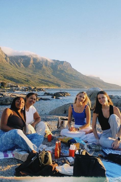 bakoven beach, cape town. picnics at the beach with friends 2024 Travel Destinations, Cape Town South Africa Aesthetic, Cape Town Aesthetic, Cape Town Summer, Cape Town Beach, South Africa Vacation, The Beach With Friends, Picnic With Friends, Beach With Friends