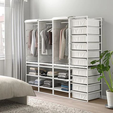 JONAXEL Fr/txt bskts/clths rls/cvr/shlv uts - IKEA  for inside wardrobe Ikea Jonaxel, Clothes Rail Ikea, Armoire Ikea, Fancy Bedroom, Room Scandinavian, Ikea Wardrobe, Small Bedroom Storage, Ikea Closet, Closet Room