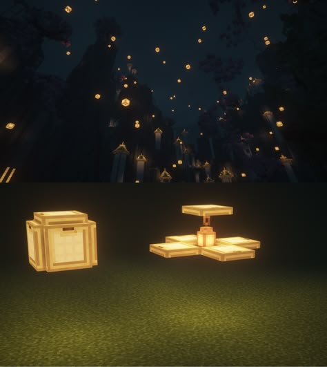 paper lanterns : DetailCraft Minecraft Paper Lantern, Minecraft Floating Lantern Designs, Minecraft Date Ideas Aesthetic, Lanterns Minecraft Ideas, Minecraft Blue Builds, Floating Lanterns Minecraft, Minecraft Lantern Ideas, Minecraft Floating Lantern, Minecraft Lantern Designs