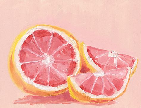 Grapefruit Painting Acrylic, Citrus Painting Acrylic, Grapefruit Painting, Grapefruit Art, Oil Pastel Art, Fruit Painting, Ipad App, Fruit Art, High Art