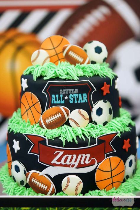 All Star Sports Birthday Cake, All Star Cake Sports, Sports Birthday Party Cake, Sports Smash Cake 1st Birthdays, All Star Birthday Cake, Sports Birthday Cakes For Boys, All Star Birthday Party Sports Boys, Sports Cakes For Boys Birthdays, Sports Cake Ideas