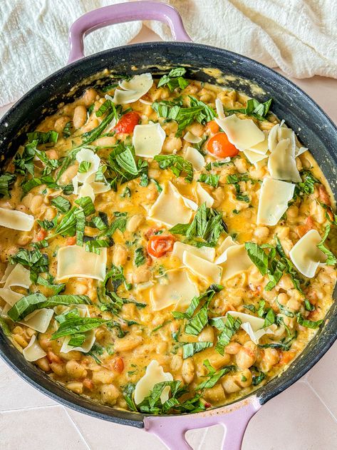 Marry Me Tuscan Beans Tuscan Beans, Thai Crunch Salad, Northern Beans, Meatless Dinner, Great Northern Beans, Clean Diet, Butter Beans, Vegan Meal Prep, Grass Fed Butter