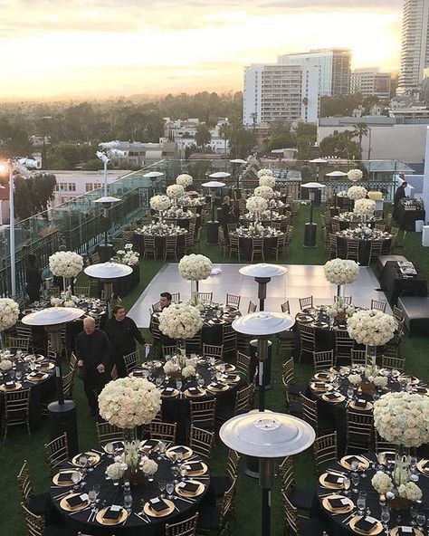 Black And White Wedding Theme, White Wedding Theme, Rooftop Wedding, Munaluchi Bride, Outdoor Wedding Reception, Future Wedding Plans, Outdoor Wedding Decorations, Outdoor Event, Roof Top