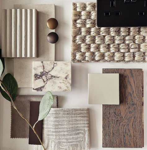 An important part of interior design planning is a mood board that will help you visualise your ideas. Creating contrasting textures with a carpet is a great way to design a modern living room. Our woven sisal carpet from the Divine collection offers 7 neutral colours that will beautifully match the interior decor of your home. Head to our website to order free samples. Mood board designed by Claire Ackworth (@claire_ackworth on Instagram) Home Textures Interior Design, Materials And Textures Interior Design, Organic Modern Sample Board, Living Room Sample Board, Textures In Interior Design, High End Residential Interiors, Living Room Material Board, Neutral Home Mood Board, Interior Sample Board