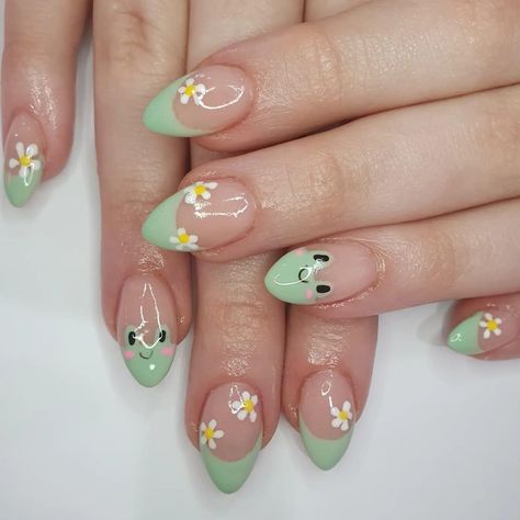 Cottagecore Nails, Preppy Nails, Hippie Nails, Nails Inspired, Cute Simple Nails, Simple Gel Nails, Pretty Gel Nails, Almond Acrylic Nails, Inspired Nails