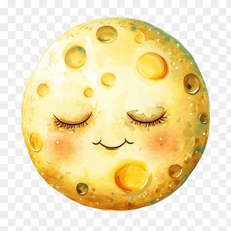 Cute sleeping moon face clipart Moon With Face, Star Lollipops, Face Clipart, Baby Moon, Cartoon Bee, Cute Coffee Cups, Moon Face, Watercolor Heart