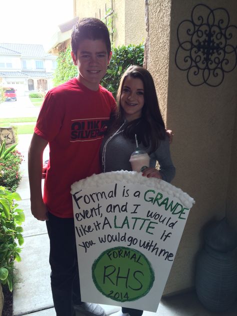 Promposal / winter formal Promposal Ideas Coffee, Hoco Proposals Ideas Coffee, Starbucks Promposal Ideas, Coffee Promposal, Starbucks Homecoming Proposal, Starbucks Hoco Proposal, Winter Formal Proposal, Formal Proposals, Cute Proposal Ideas