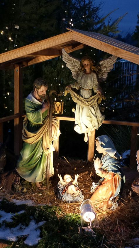 Bethlem Christmas, Pesebres Navidad Ideas Grandes, Christmas Nativity Scene Diy, Christmas Nativity Images, Nativity House, Nativity Scene Diy, Gig Harbor Washington, Christmas Flower Decorations, Outdoor Nativity