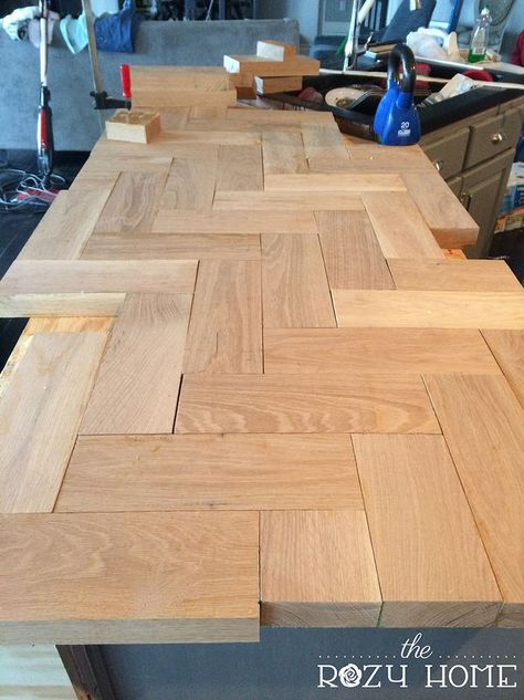 diy wood herringbone counters, countertops, diy, how to, kitchen design, kitchen island, painting, woodworking projects Design Kitchen Island, Island Painting, Tre Kunst, Countertops Diy, Kitchen Remodel Countertops, Outdoor Kitchen Countertops, Kitchen Countertop Materials, Diy Countertops, Diy Holz