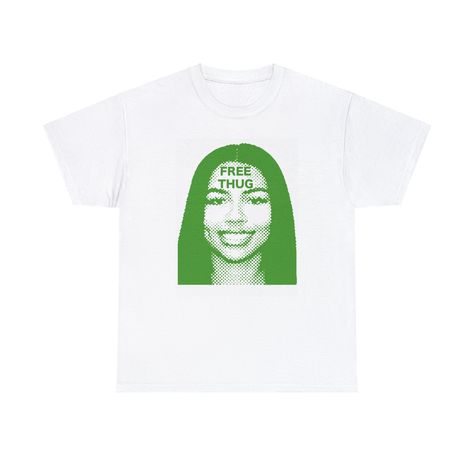 FREE THUG Mariah Graphic Tee Free Thug, Mariah The Scientist, The Scientist, White Graphic Tee, Green Tee, Vintage Inspired Design, Fan Gear, White Tee, Quality Assurance