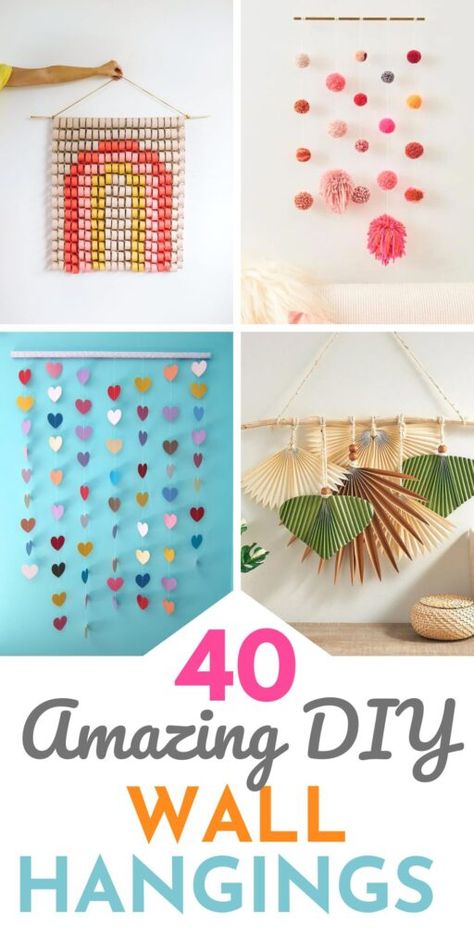 Wall Hanging Bedroom Ideas, Diy Photo Wall Hanging, Easy Creative Projects, Diy For Room Decor Wall Decorations, Paper Diy Crafts Room Decor, Diy Easy Room Decor Simple Craft Ideas, Diy Vintage Wall Decor, Girls Wall Decor Ideas, Teen Room Decor Diy