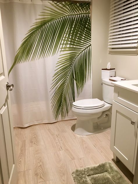 Palm Tree Shower Curtain, Palm Tree Bathroom Decor, Palm Tree Bathroom, Neutral Bathroom, Trap House, Boho Bathroom, Bathroom Shower Curtains, Bath Decor, Basic Shower Curtain