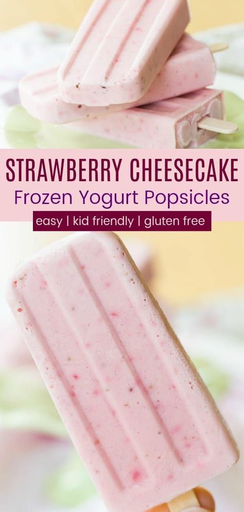 Strawberry Yogurt Popsicles, Greek Yogurt Popsicles, Yogurt Popsicle Recipes, Fruit Popsicle Recipes, Easy Popsicle Recipes, Frozen Yogurt Pops, Homemade Fruit Popsicles, Frozen Yogurt Popsicles, Healthy Popsicle Recipes