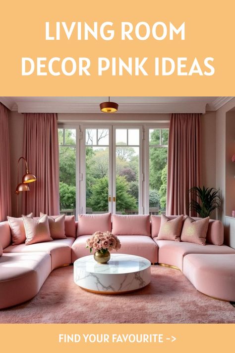 Living Room Decor Pink Ideas Pink Living Room Decor Ideas, Living Room Decor Pink, Trending Home Decor, Pink Living Room Decor, Room Decor Pink, Bedroom Decor On A Budget, Pink Ideas, Chic Living Room Decor, Blush Pillows