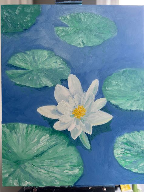 Oil Painting Gallery, White Lotus Flower, Pond Painting, Spiderman Art Sketch, Green Pastel, Bleu Pastel, White Lily, A Pond, Pastel Colours