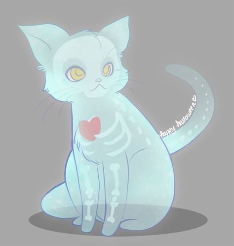 Ghost Cat, Cats Illustration, Creepy Cute, Cute Animal Drawings, Cat Drawing, Creature Design, Halloween Cat, Creature Art, Halloween Art