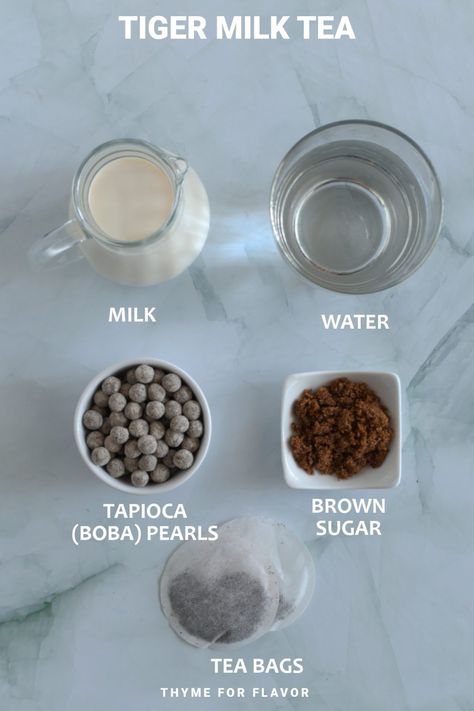 Tiger Milk Tea, Tapioca Boba, Milk Tea Recipes, Decaffeinated Tea, Drink At Home, Brown Sugar Syrup, Milk Alternatives, Dairy Free Milk, Tea Tasting