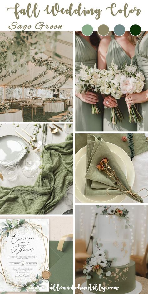 6 Gorgeous Fall Wedding Color Palettes That Will Take Your Breath Away - Tulle & Chantilly Wedding Blog Green And Gold Wedding, Sage Green Wedding Colors, Wedding Theme Color Schemes, Olive Green Weddings, Wedding Color Scheme, Wedding Color Palettes, Wedding Color Pallet, Fall Wedding Color Palette, Green Themed Wedding