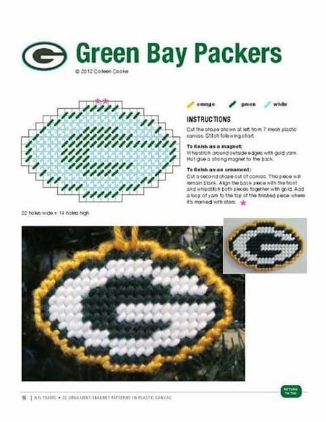 Green Bay Packers Ornaments, Needlepoint Magnets, Green Bay Packers Crafts, Packers Christmas, Stitch Canvas, Marcus Mariota, Football Crafts, Plastic Craft, Plastic Canvas Coasters