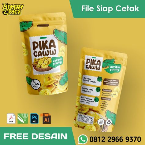 Design Kemasan, Chip Packaging, Packaging Snack, Standing Pouch, Baby Products Packaging, Cake Logo Design, Juice Packaging, Graphic Design Ads, Banana Chips