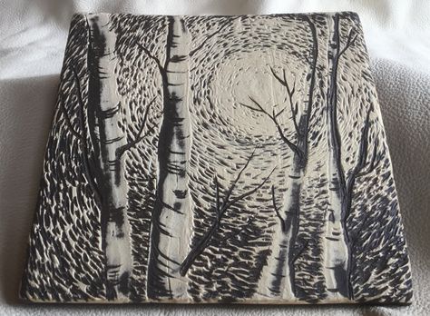 Sgraffito Technique, Surface Decoration, Clay Tiles, Ceramic Ideas, Birch Trees, Ceramics Pottery Art, Ceramics Ideas Pottery, Ceramic Studio, Sgraffito