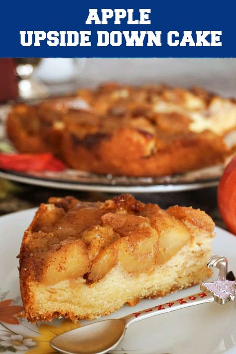 Apple Upside Down Cake with a hint of cinnamon, a delicious Autumn dessert made with a few simple ingredients. The apple are tender just melting in the mouth, and the sponge is light and has a delicate vanilla flavour. Quick, easy, a big winner every single time! Apple Upside Down Cake, Upside Down Apple Cake, Mini Caramel Apples, Easy Pumpkin Pie, Apple Cake Recipes, Homemade Apple Pies, Easy A, Easiest Apples, Cake Tasting