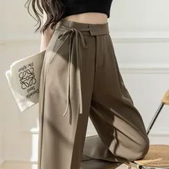 Shop Women's Pants Online | Bottoms | YesStyle Bow Tie Pants, Trousers Baggy, Womens Wide Leg Pants, Pantsuits For Women, Suit Pant, Loose Pants, Office Lady, Waist Pants, Office Ladies