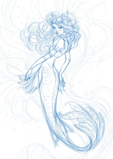 sketch of a mermaid Mermaid Artwork Drawing, Mermaid Sketch Poses, Mermaid Drawing, Mermaid Watercolor, Mermaid Sketch, Mermaid Pose, Mermaid Artwork, Mermaid Illustration, Watercolor Mermaid