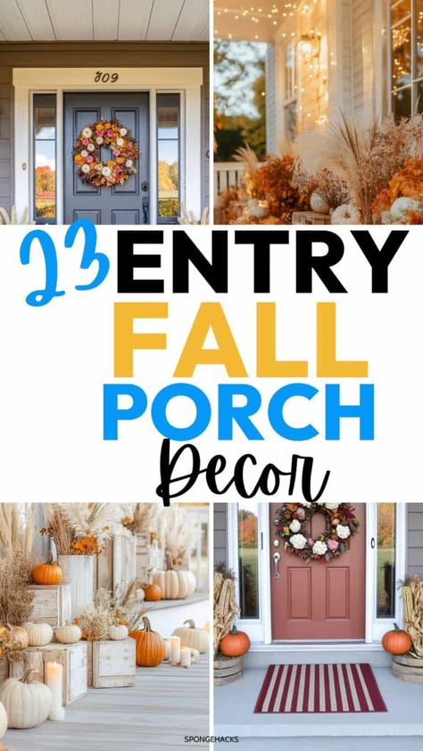 Corner Porch Fall Decor, Fall Porch Decorations, Front Porch Fall Decorating Ideas, Fall Porch Ideas, Fall Porch Decorating Ideas, Front Yard Fall Decor, Small Front Porch Fall Decor, Porch Fall Decorating Ideas, Porch Fall Decor