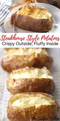 How to Bake a Perfect Potato in the Oven, a steakhouse style baked potato - The very best way to make baked potatoes in the oven with salty, crispy skin and tender, fluffy insides! #perfect #best #baked #potato #potatoes #oven #thecarefreekitchen Potato In The Oven, Baked Potato Recipe, Potatoes Crispy, Best Baked Potato, Baked Potato Recipes, Potato Recipes Side Dishes, Potato Recipe, Potato Side Dishes, Air Fryer Recipes Easy