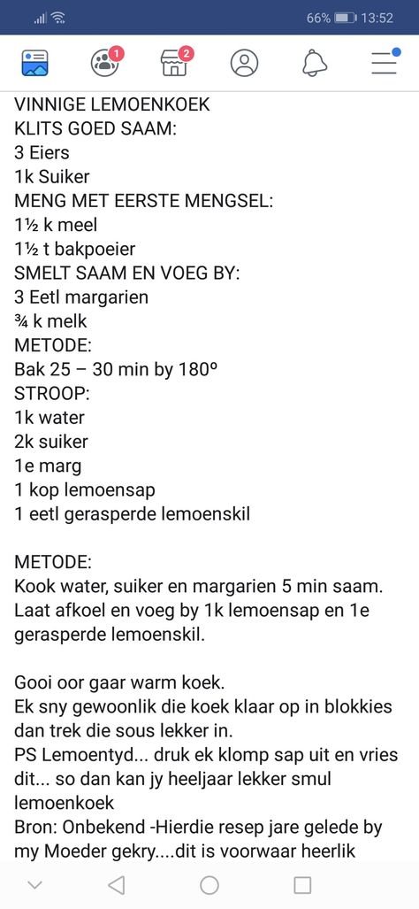 Lemoenkoek Resep, Lemoen Koek Resep, Groot Koeke, Old Fashioned Bread Pudding, African Dessert, Milk Tart, Jam Tarts, Cookie Recipes Homemade, Homemade Dinner Rolls