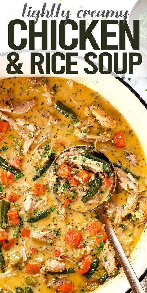 Homemade Chicken and Rice Soup - Carlsbad Cravings Light Soup Recipes Healthy, Easy Chicken Broth Soup Recipes, Soul Food Rice, Easy Broth Soup Recipes, Homemade Chicken And Rice Soup, Homemade Chicken And Rice, Chicken And Rice Bowls, Creamy Chicken And Rice Soup, Chicken Soup With Rice