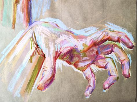 Soft pastel artwork on craft paper. Artist's hands favorite subject of mine to draw Objects To Draw, Fast Sketches, Dream Journaling, Hand Studies, Hand Study, Paper Sketch, Soft Pastels Drawing, Pastel Artwork, Pastel Portraits