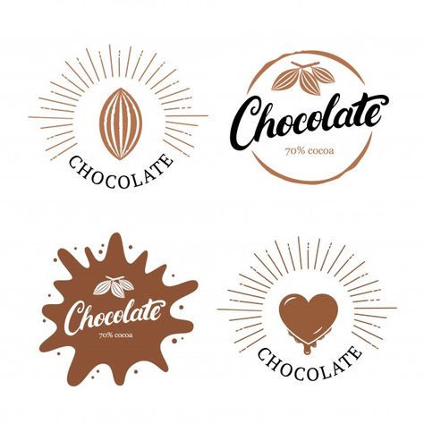 Cocoa Plant, Cupcake Logo, Chocolate Logo, Fruit Labels, Chocolate Labels, Chocolate Packaging Design, Plant Logos, Cocoa Chocolate, Retro Typography