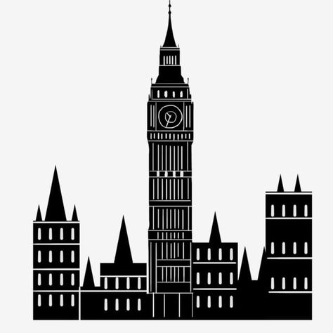 Big Ben Clock, City Silhouette, Big Ben London, London Landmarks, Marshall Islands, Silhouette Png, Clipart Black And White, Clock Tower, Kirigami