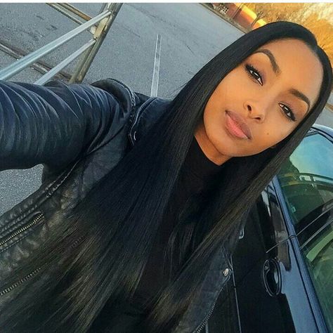 Middle part sew in Middle Part Sew In, Long Weave Hairstyles, Peruvian Straight Hair, Sew In Hairstyles, Straight Hair Cuts, Sew In Weave, Straight Hair Extensions, Straight Lace Front Wigs, Long Black Hair