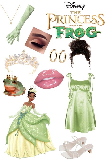 Tiana Inspired Halloween Costume, Diy Tiana Costume Women, Princess And The Frog Couple Costume, Tiana Princess And The Frog Costumes, Tiana Costume Diy, Tiana Outfit Ideas, Princess Tiana Outfit Ideas, Tiana Inspired Outfits, Princess Tiana Halloween Costume