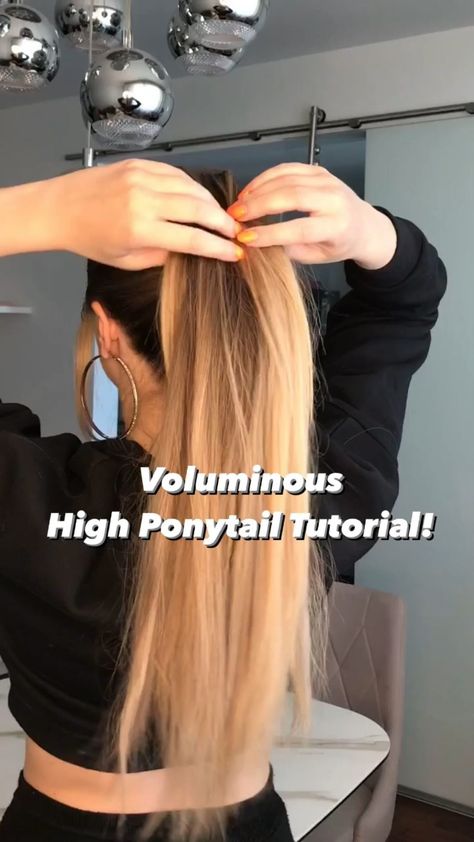 about.her.hair on Instagram: Check out this voluminous high ponytail tutorial from @brylkaproject 😍😍 . . . . . #ponytail #halfuphalfdown #hair #ponytails #highponytail… Higher Ponytail Trick, High Pony Tailed Hairstyle Tutorial, High Volume Ponytail, High Ponytail Tutorial, Ponytail Trick, Voluminous Ponytail, Ponytail Tutorial, Updo Styles, High Ponytail