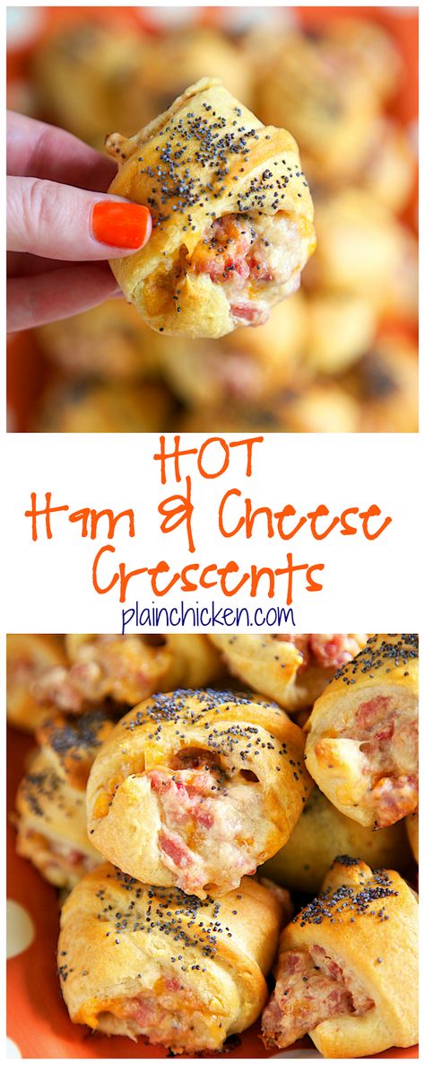 Ham And Cheese Crescent, Hot Ham And Cheese, Crescent Recipes, Crescent Roll Recipes, Tailgate Food, Finger Food Appetizers, Football Food, Snacks Für Party, Food Blogs