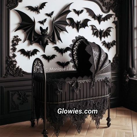 Gothic Baby Nursery, Witchy Products, Baby Rock, Gothic Baby, Baby Room Inspiration, Goth Home, Goth Home Decor, Rock Baby, Baby Room Design