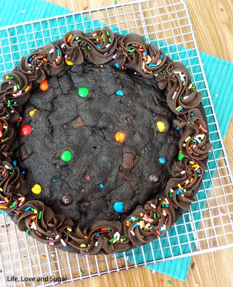 Chocolate Cookie Cake, Giant Cookie Cake, Life Love And Sugar, Cookie Cake Designs, Cake Batter Cookies, Triple Chocolate Cookies, Cookie Base, Chocolate Cake Cookies, Chocolate Chip Cookie Cake