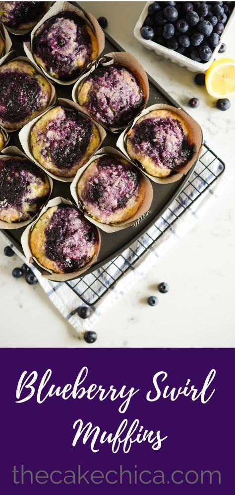 Blueberry Swirl Muffins made with fresh blueberries, a homemade blueberry jam swirl and a lemon-sugar topping. #blueberrymuffins #blueberry #muffins #breakfast #blueberryjam Blueberry Swirl Muffins, Blueberry Muffins Fresh Blueberries, Blueberry Muffins Photography, Smitten Kitchen Blueberry Muffin Loaf, Smitten Kitchen Blueberry Muffins, Brownie Muffins, Swirl Cupcakes, Blueberry Syrup, Lemon Sugar