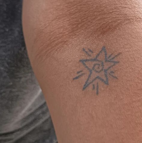 star swirl aesthetic tattoo in Brighton. grunge, cute minimalist stick and poke tattoo idea Swirl Stick And Poke, Star Stick And Poke, Swirl Aesthetic, Stick And Poke Ideas, Star Swirl, Stick Poke, Swirl Tattoo, Stick Poke Tattoo, Stick And Poke Tattoo