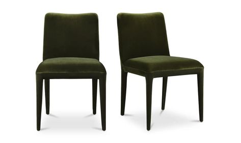 Calla Green Dining Chair Set of Two – Contemporary Dining Furniture | Moe’s Home Collection Green Chairs Dining, Green Chairs, Hitching Post, Green Dining Chairs, Velvet Set, Green Chair, Foam Core, Side Chairs Dining, Rubber Wood