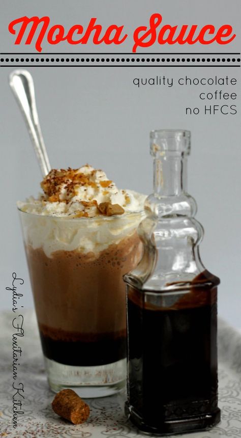 Homemade Mocha Sauce ~ Lydia's Flexitarian Kitchen Mocha Sauce Recipe, Mocha Sauce, Homemade Mocha, Coffee Syrups, Coffee Creamers, Drink Syrups, Homemade Syrup, Coffee Syrup, Espresso Powder